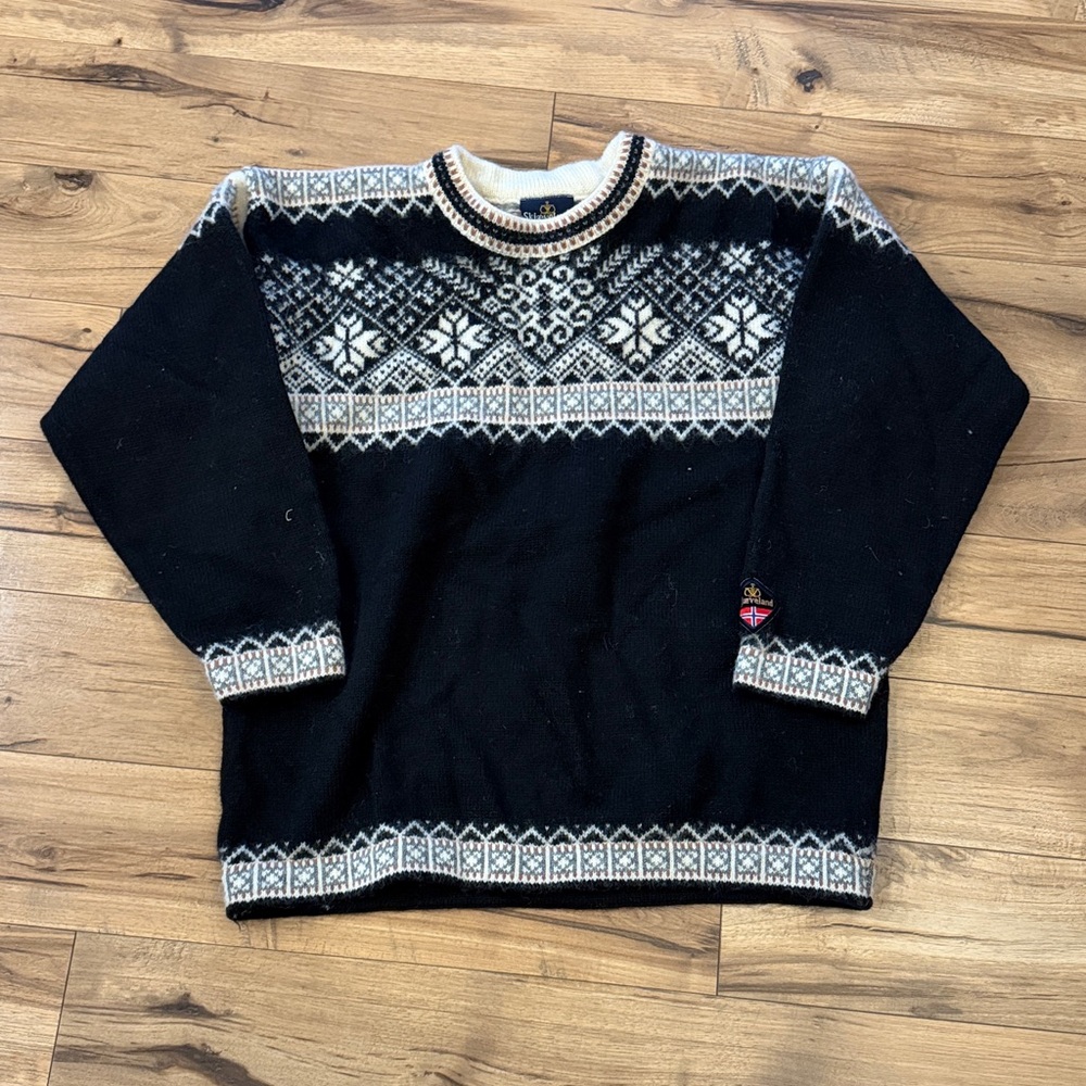 Skjaeveland Made in Norway Wool Sweater with Ornate Closures | S/M